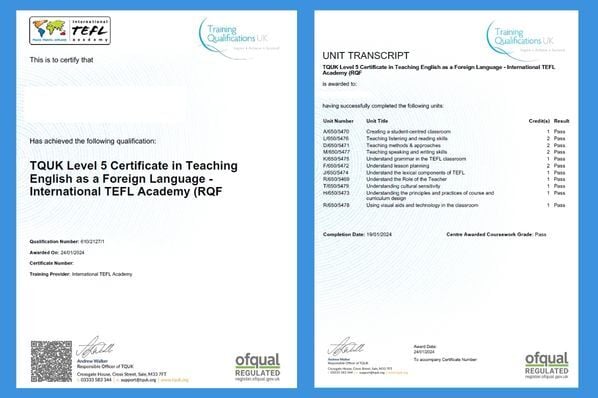 Online TEFL Certification certificate