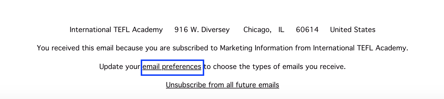 Email opt-in for International TEFL Academy