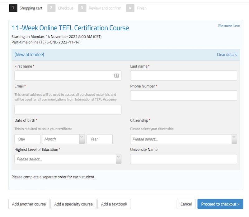 TEFL Course Enrollment Check out Process-compressed